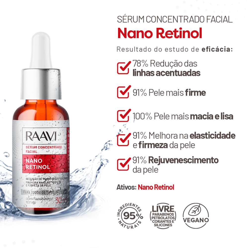 Sérum Facial Concentrado Nano Retinol Raavi 30g
