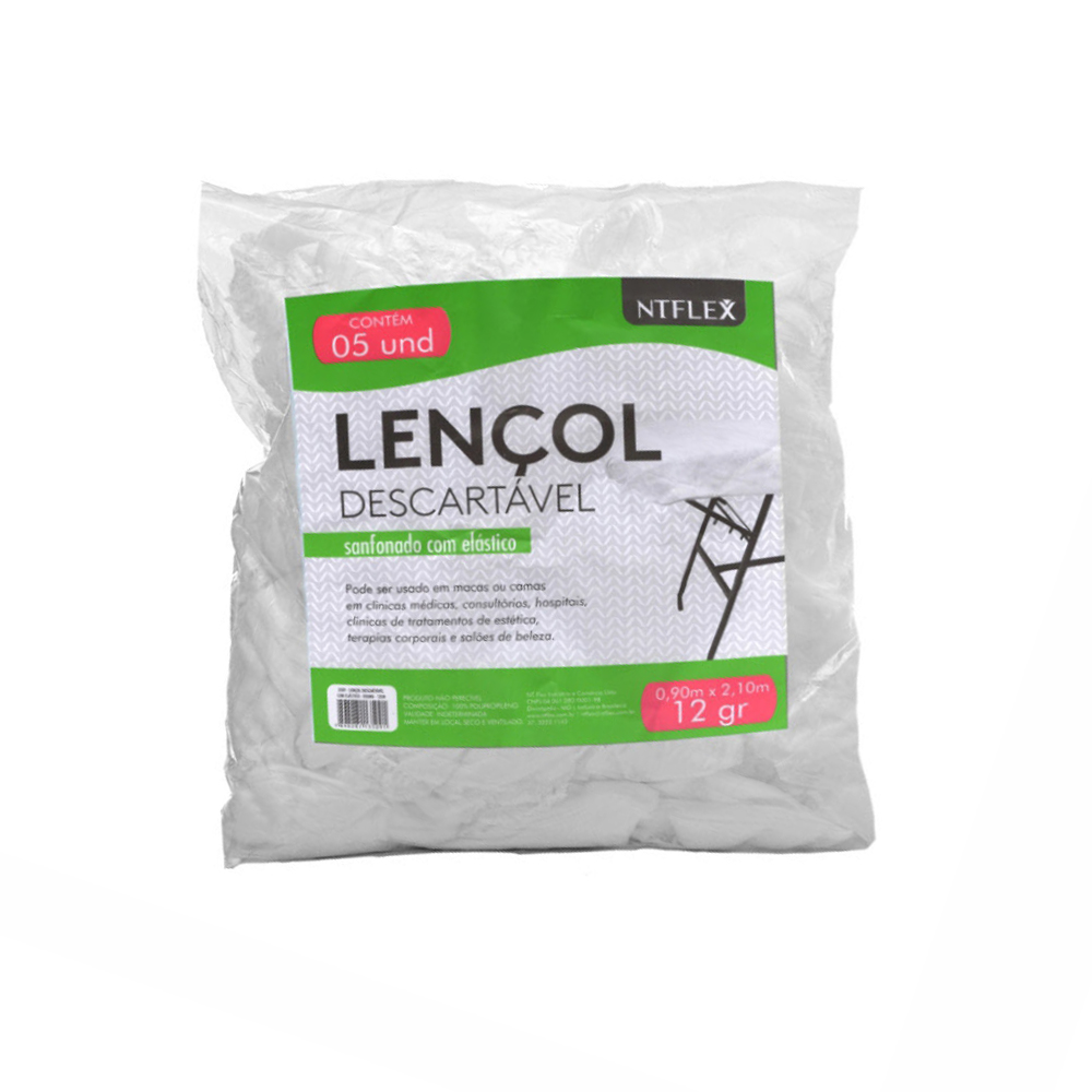 Lençol Descartável Com Elástico Sanfonado GR12 5 Unidades Ntflex