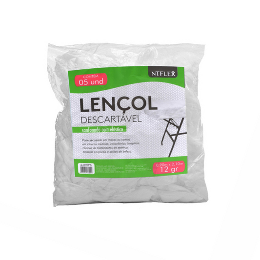Lençol Descartável Com Elástico Sanfonado GR12 5 Unidades Ntflex