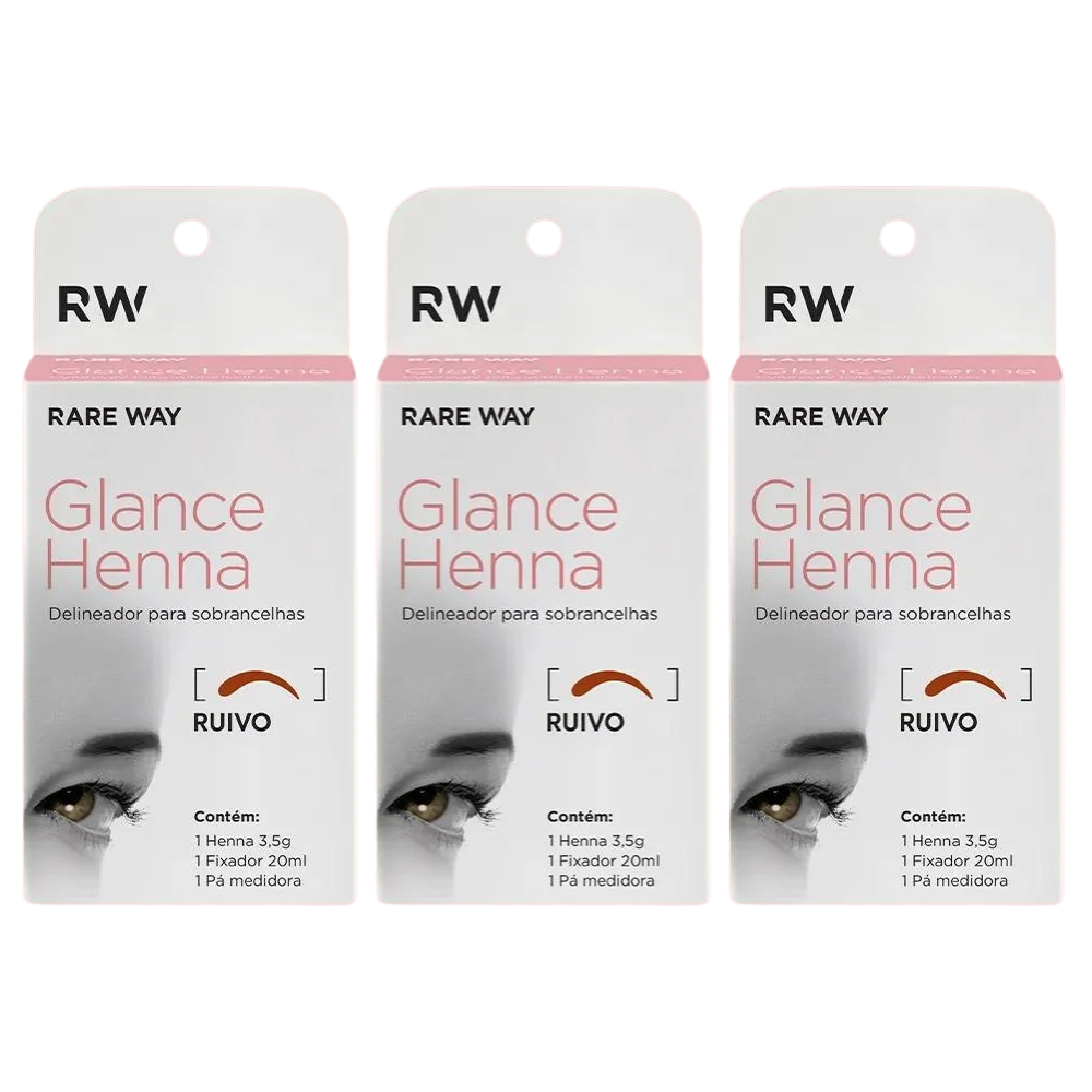 Kit Henna E Fixador Para Sobrancelhas Glance Ruivo Rare Way 3,5g