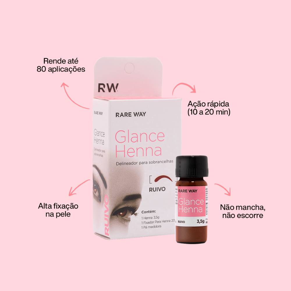 Kit Henna E Fixador Para Sobrancelhas Glance Ruivo Rare Way 3,5g