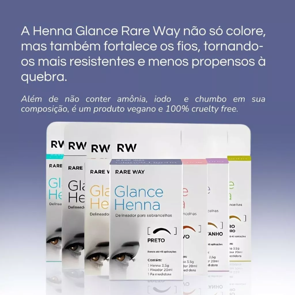 Kit Henna E Fixador Para Sobrancelhas Rare Way Glance