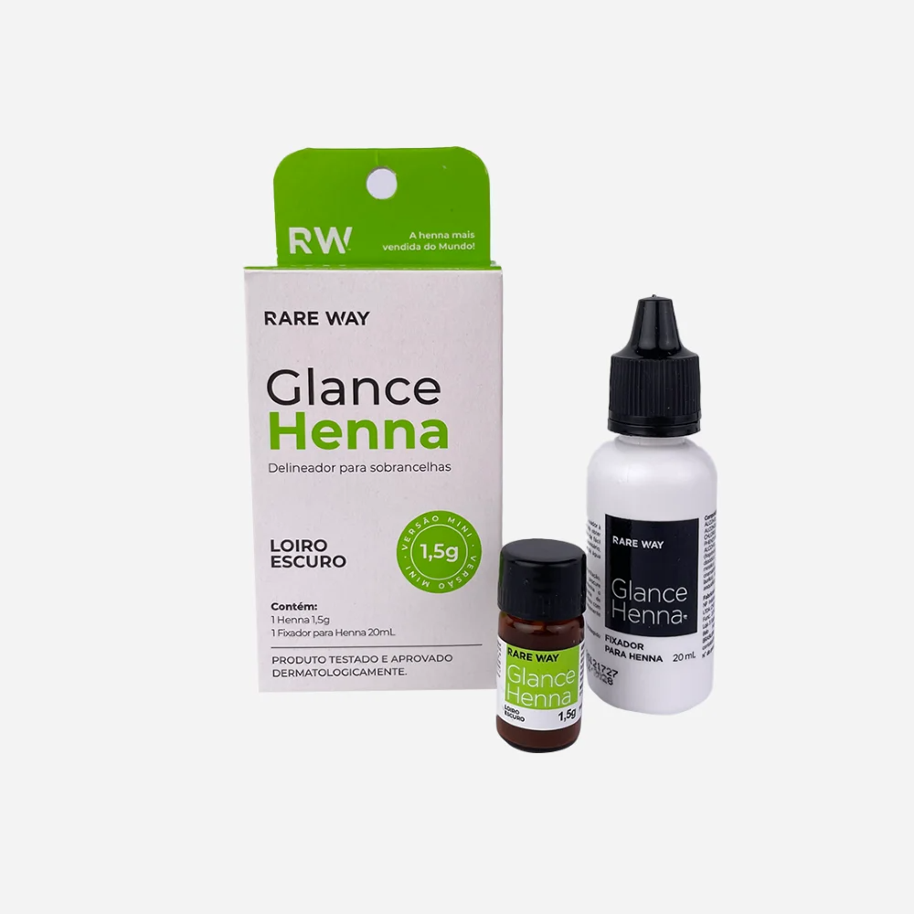 Kit Henna E Fixador Para Sobrancelhas Glance Mini Loiro Escuro Rare Way 1,5g