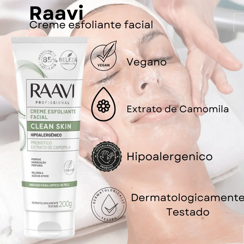 Creme Esfoliante Facial Clean Skin Raavi 200g