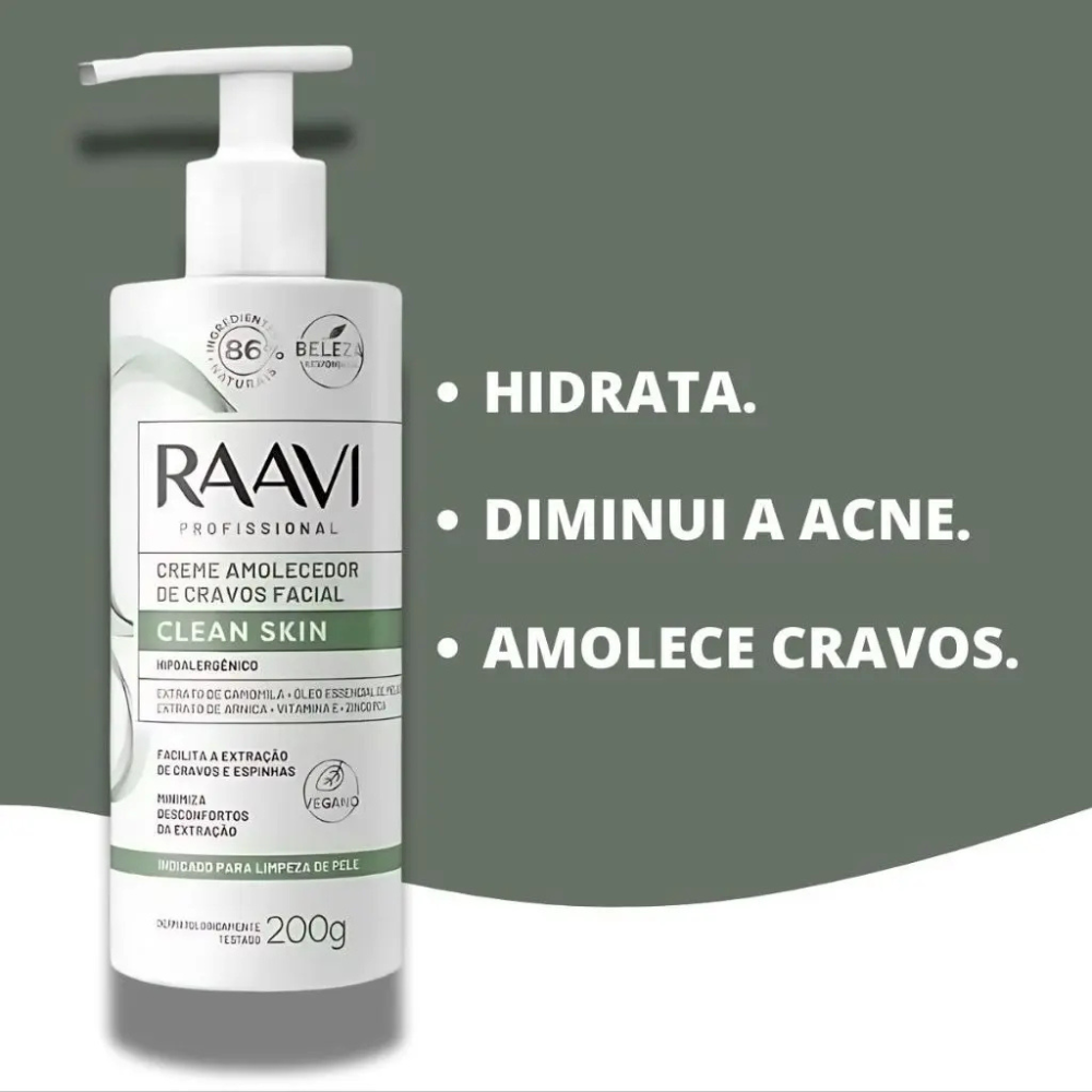 Creme Amolecedor De Cravos Facial Clean Skin Raavi 200g