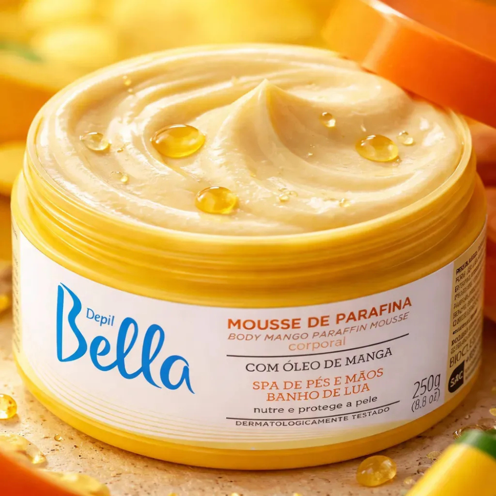 Mousse De Parafina Corporal Com Óleo De Manga Depil Bella 250g