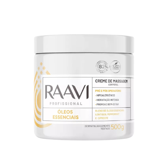 Creme De Massagem Corporal Óleos Essenciais Raavi 500g