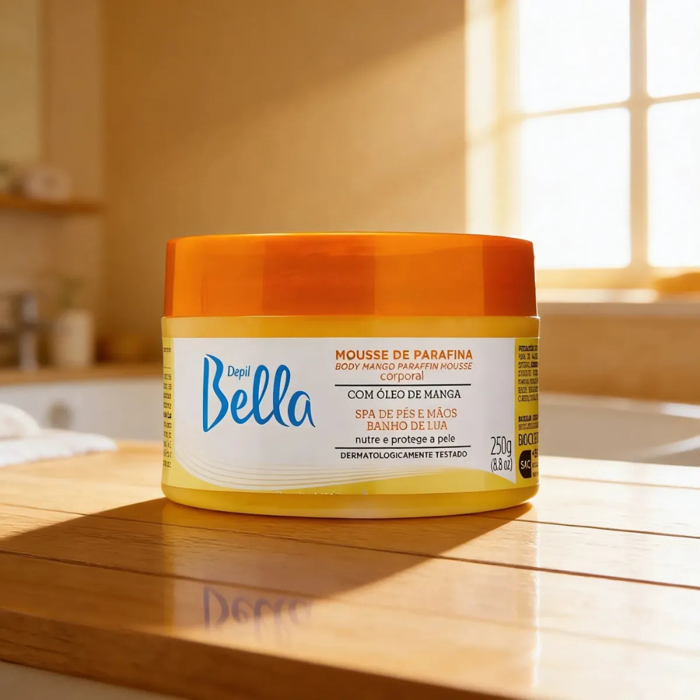 Mousse De Parafina Corporal Com Óleo De Manga Depil Bella 250g