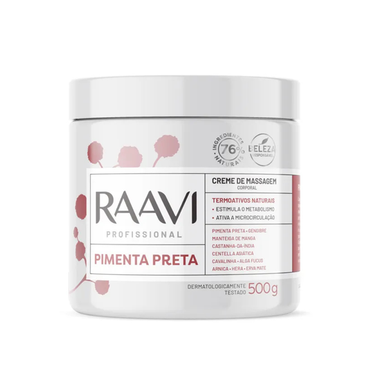 Creme de Massagem Corporal Pimenta Preta Raavi 500g
