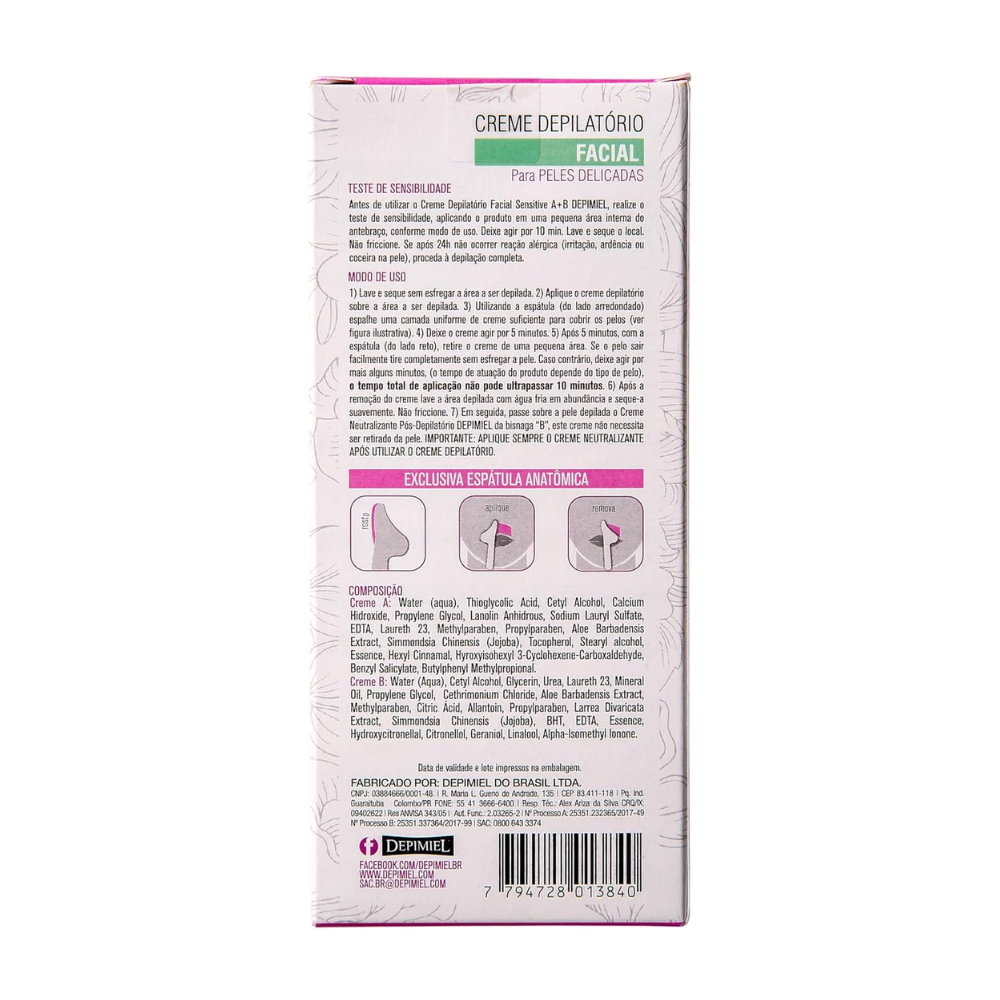 Creme Depilatório Para O Rosto Sensitive Depimiel 45g