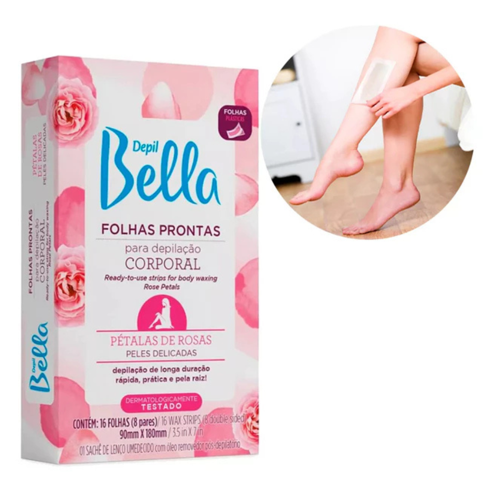 Cera Em Folhas Prontas Para Depilação Corporal Pétalas de Rosas Depil Bella 16 folhas