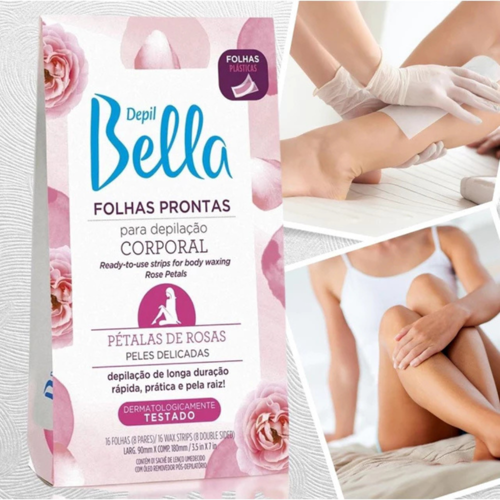 Cera Em Folhas Prontas Para Depilação Corporal Pétalas de Rosas Depil Bella 16 folhas