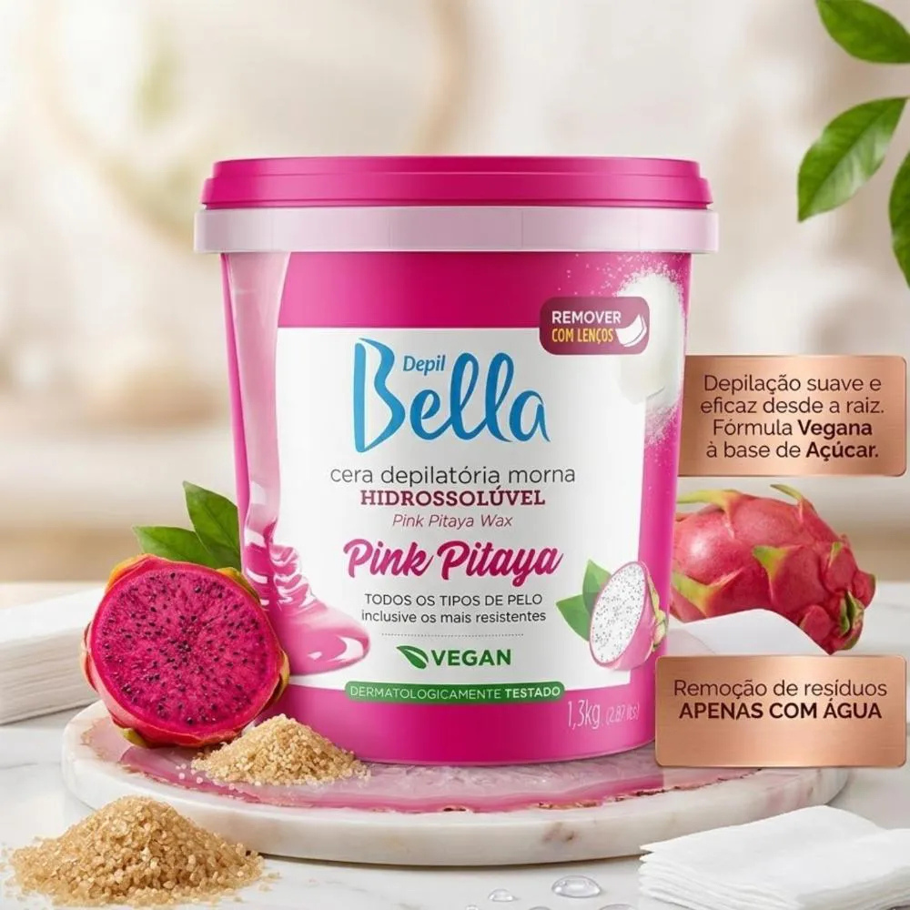 Cera Hidrossolúvel Pink Pitaya Depil Bella 1,3kg