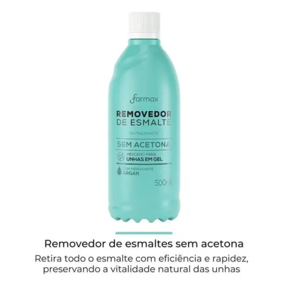 Removedor Sem Acetona Com Hidratante Argan 500ml Farmax
