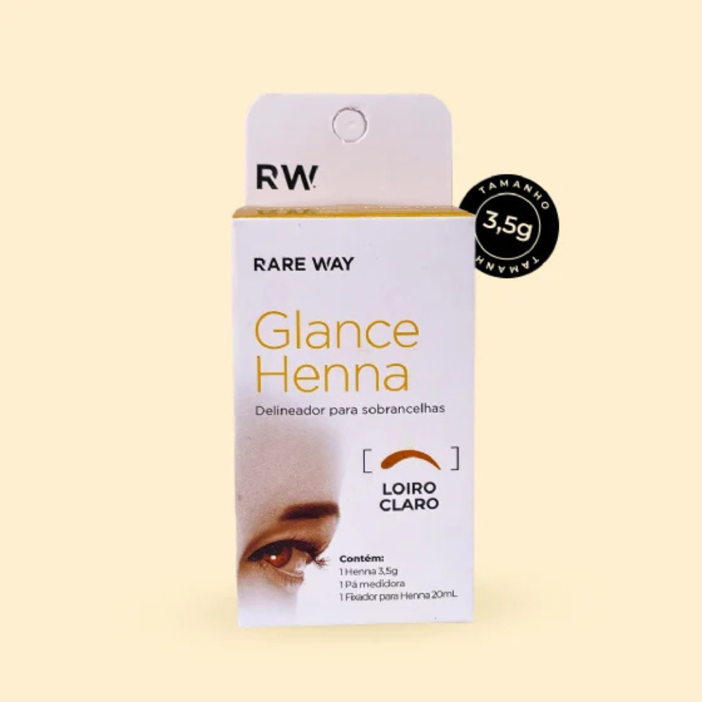 Kit Henna E Fixador Para Sobrancelhas Glance Loiro Claro Rare Way 3,5g