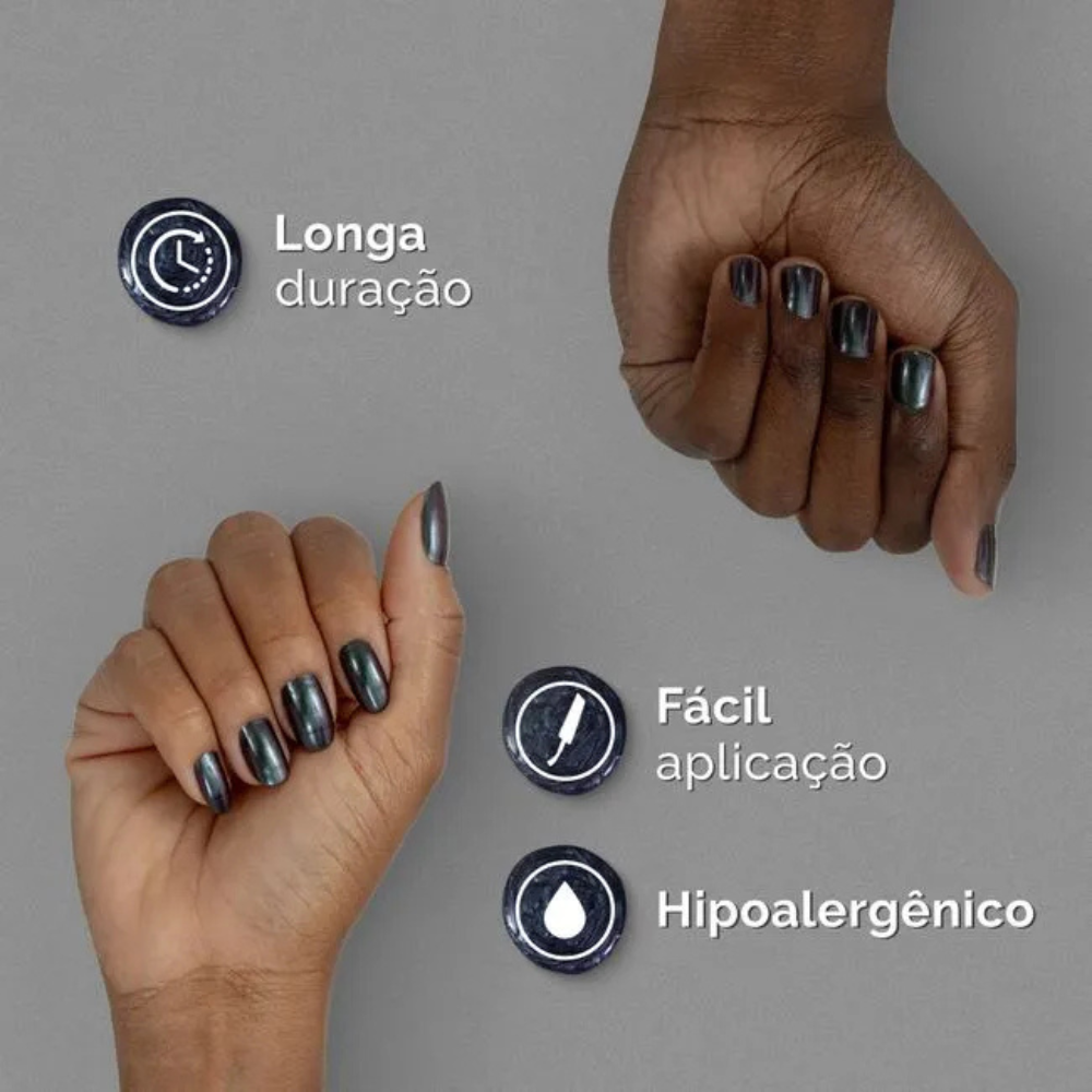 Esmalte Risqué & Doritos Metálico Nada Óbvio Cinza 8ml