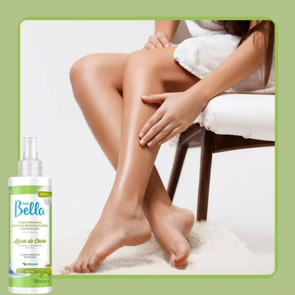 Loção Hidratante Hidrossolúvel Água De Coco Pós Depilação Depil Bella 300ml