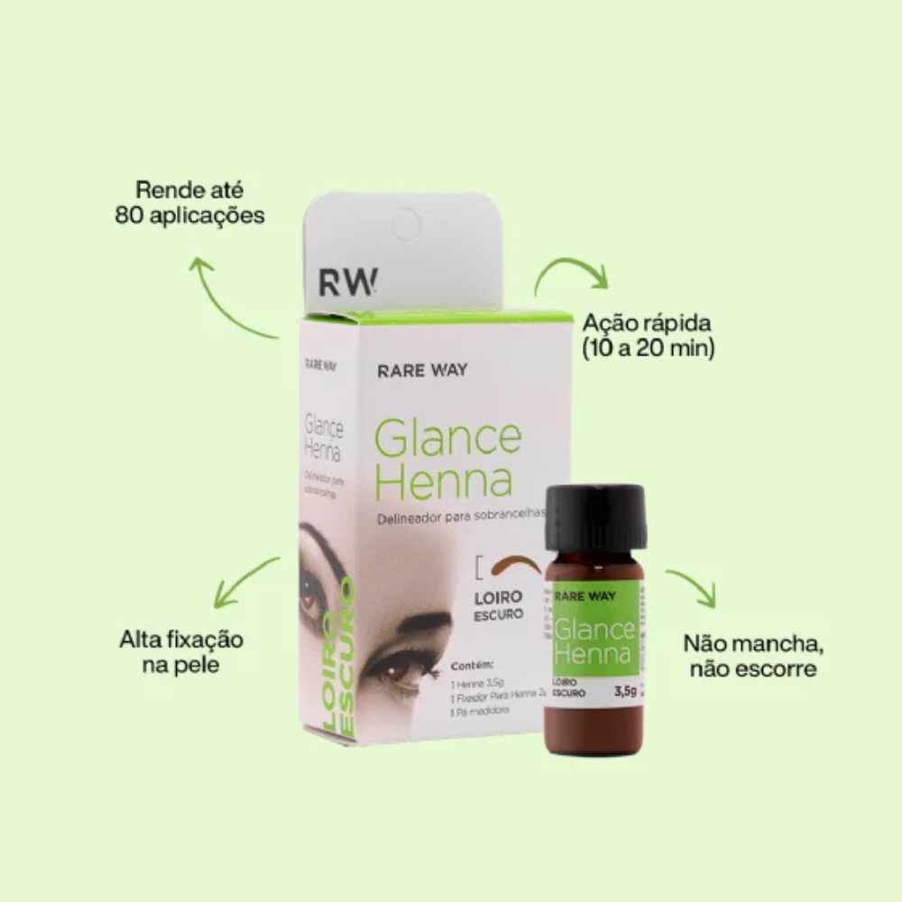 Kit Henna E Fixador Para Sobrancelhas Glance Loiro Escuro Rare Way 3,5g