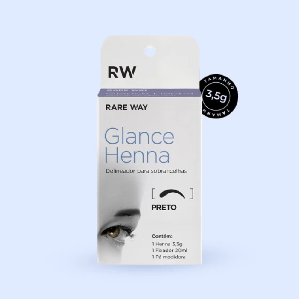 Kit Henna E Fixador Para Sobrancelhas Glance Preto Rare Way 3,5g