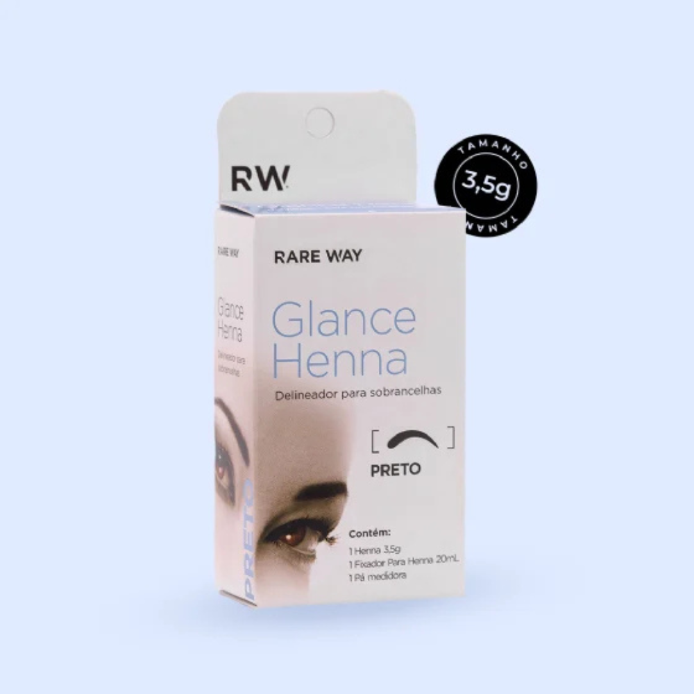 Kit Henna E Fixador Para Sobrancelhas Glance Preto Rare Way 3,5g