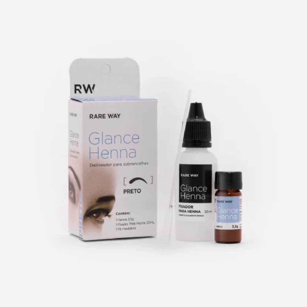 Kit Henna E Fixador Para Sobrancelhas Glance Preto Rare Way 3,5g