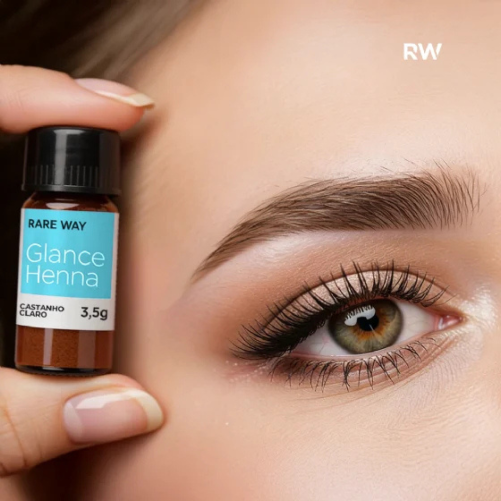 Kit Henna E Fixador Para Sobrancelhas Glance Castanho Claro Rare Way 3,5g
