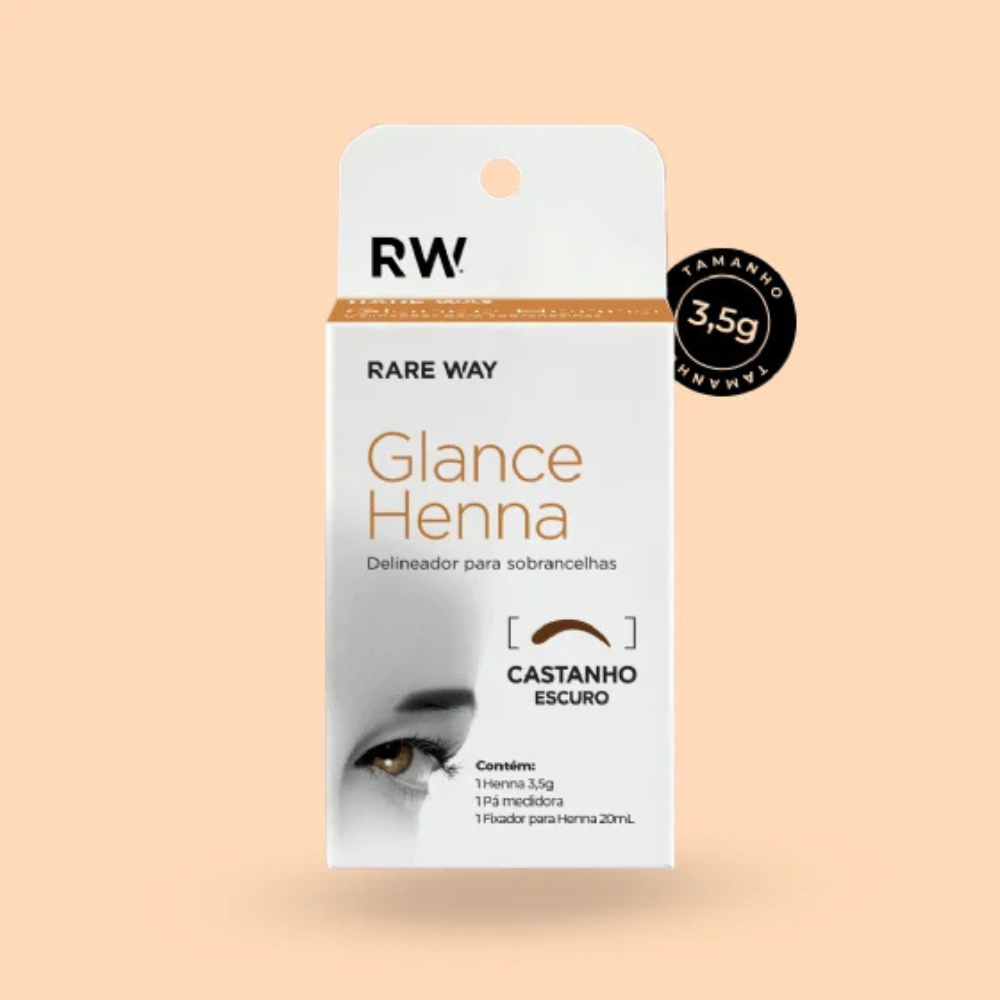 Kit Henna E Fixador Para Sobrancelhas Glance Castanho Escuro Rare Way 3,5g