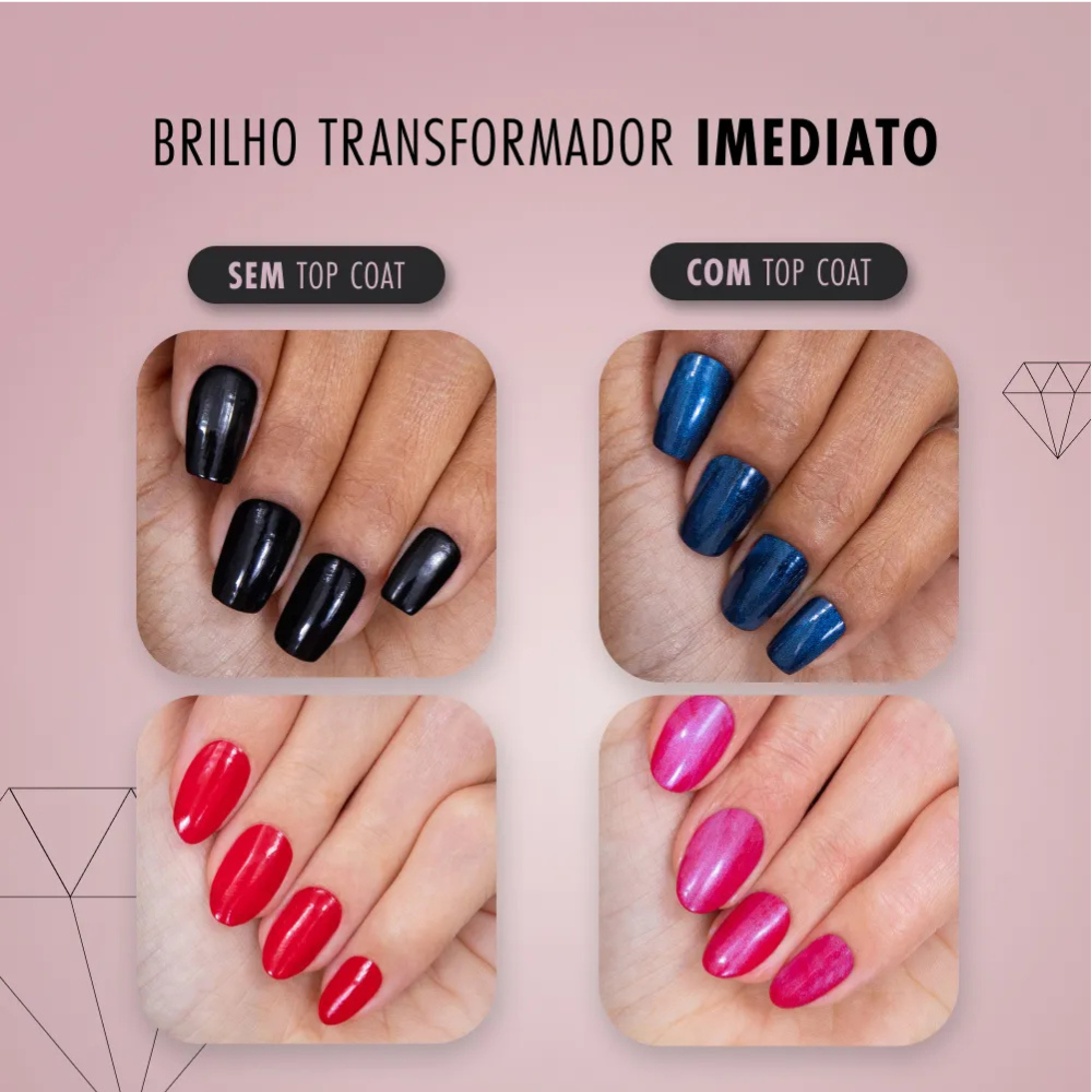Esmalte Risque Top Coat Fixador Efeito Cristal Diamond Efeito Gel 9,5ml