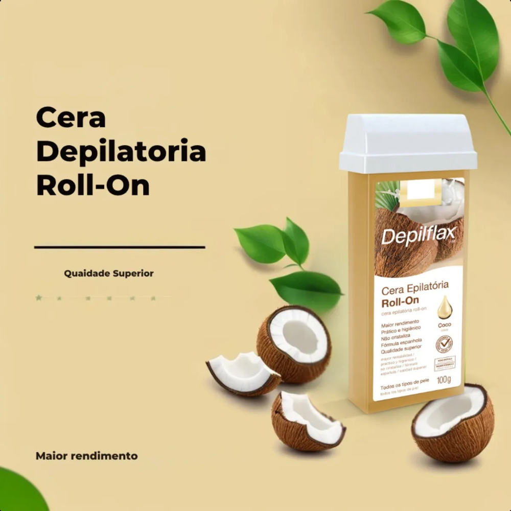 Refil Cera Depilatória Roll On Coco Depilflax 100g
