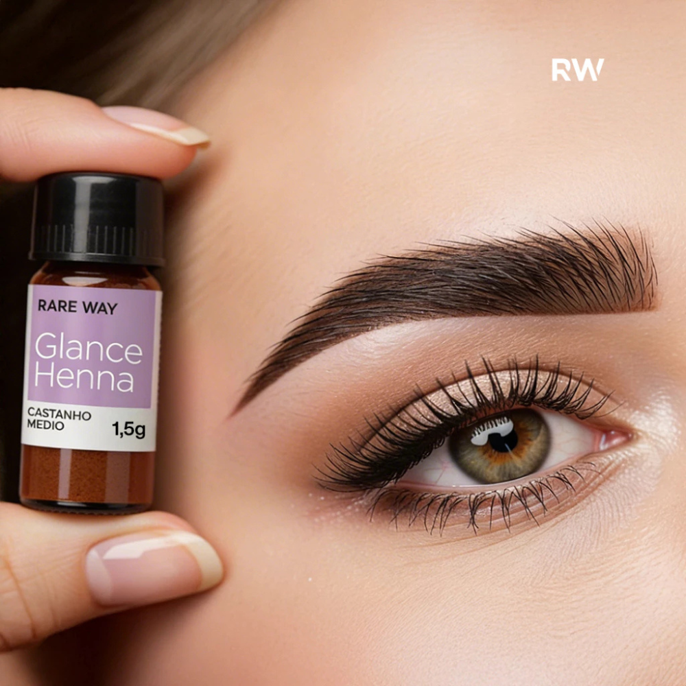 Kit 3 Hennas Glance Castanho Médio 1,5g  Rare Way