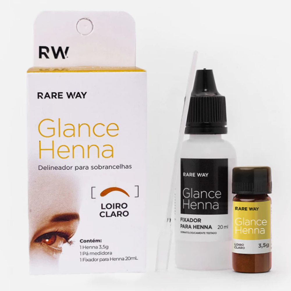 Kit Henna E Fixador Para Sobrancelhas Glance Loiro Claro Rare Way 3,5g