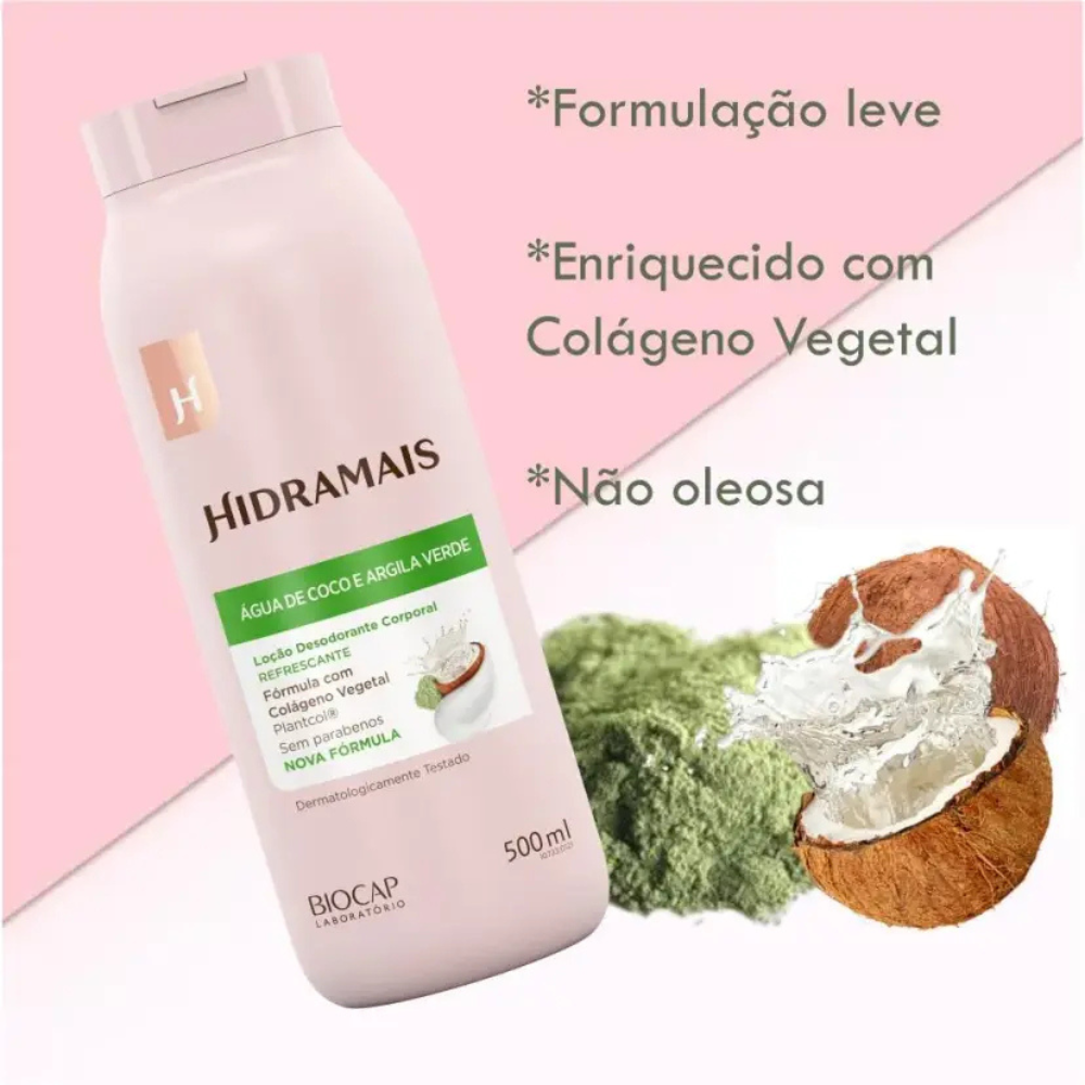 Loção Desodorante Corporal Coco E Argila Verde Hidramais 500ml
