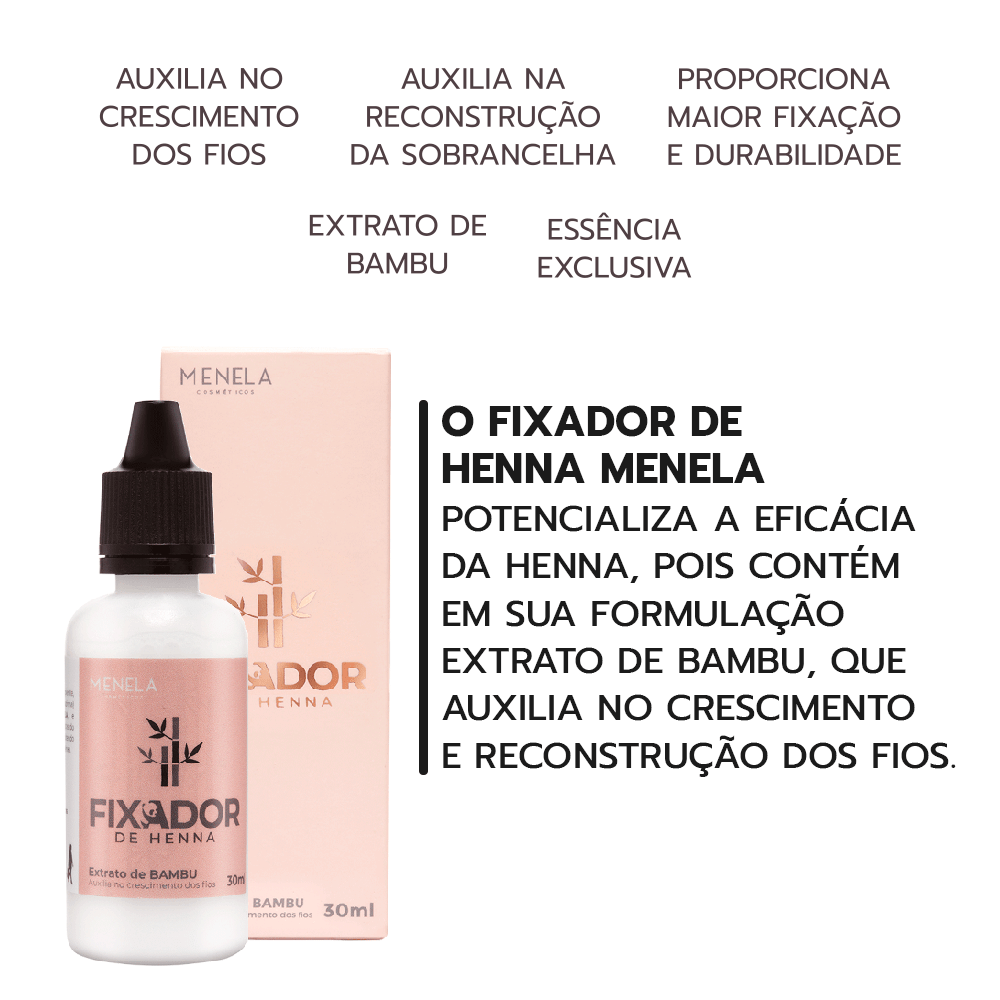 Fixador De Henna Para Sobrancelhas Menela 30g Extrato Bambu