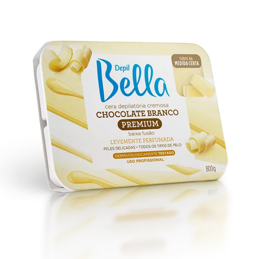 Cera Quente Em Barra Chocolate Branco Alto Rendimento Depil Bella 800g