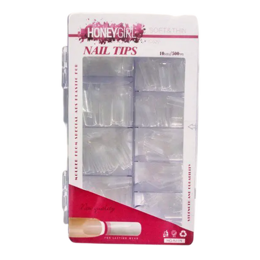 Caixa De Tips Honey Girl Reta Transparente 500 Unidades