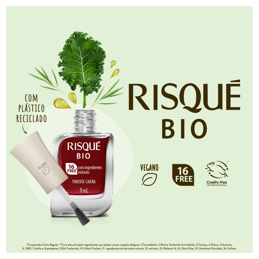 Esmalte Risqué Cremoso Bio 9ml Pimenta Caiena