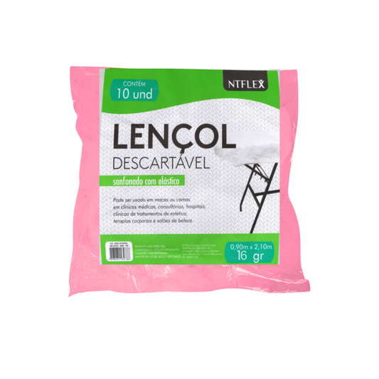 Lençol Descartável Com Elástico Sanfonado Rosa GR16 10 Unidades Ntflex
