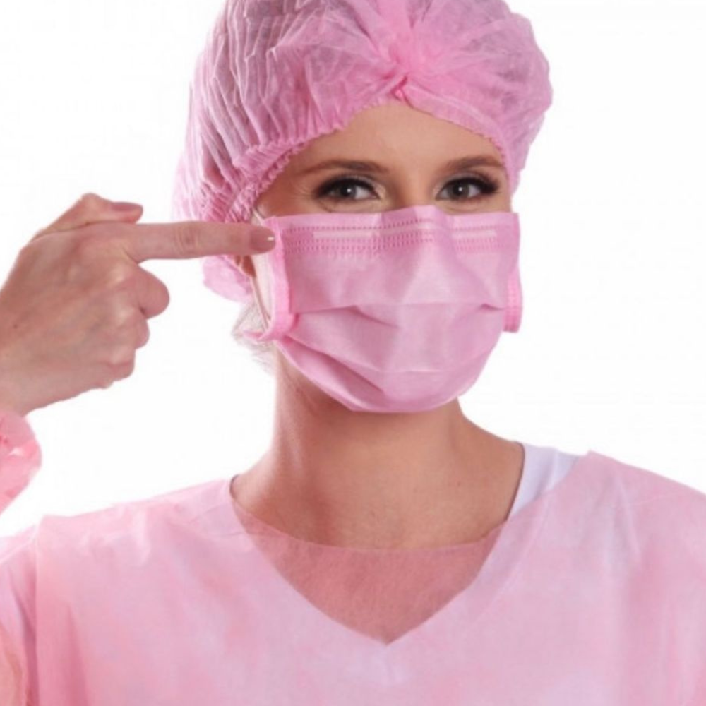 Pacote De Máscaras Descartáveis Com Elástico Rosa 50 Unidades Ntflex