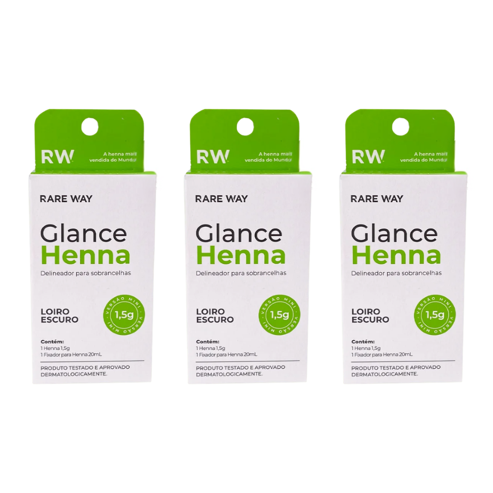 Kit 3 Hennas Glance Loiro Escuro 1,5g  Rare Way