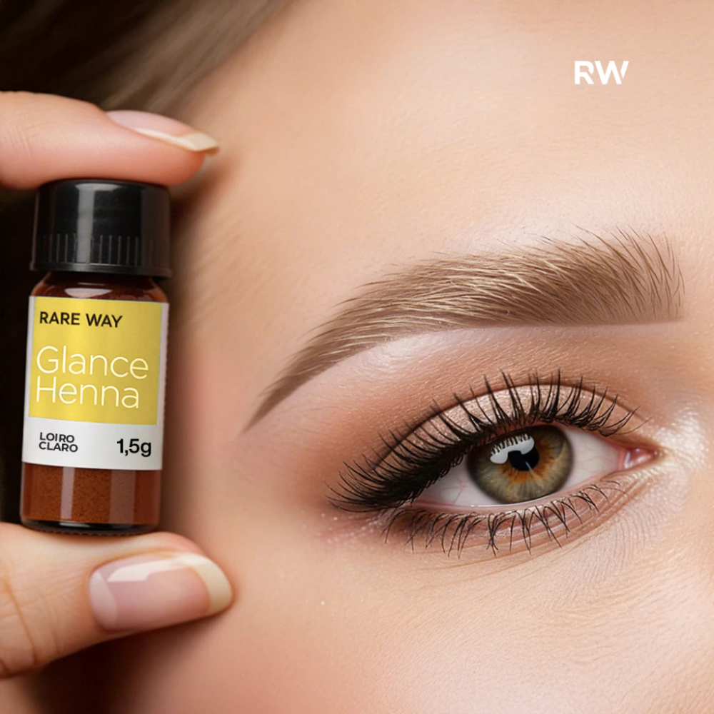 Kit Henna E Fixador Para Sobrancelhas Glance Mini Loiro Claro Rare Way 1,5g