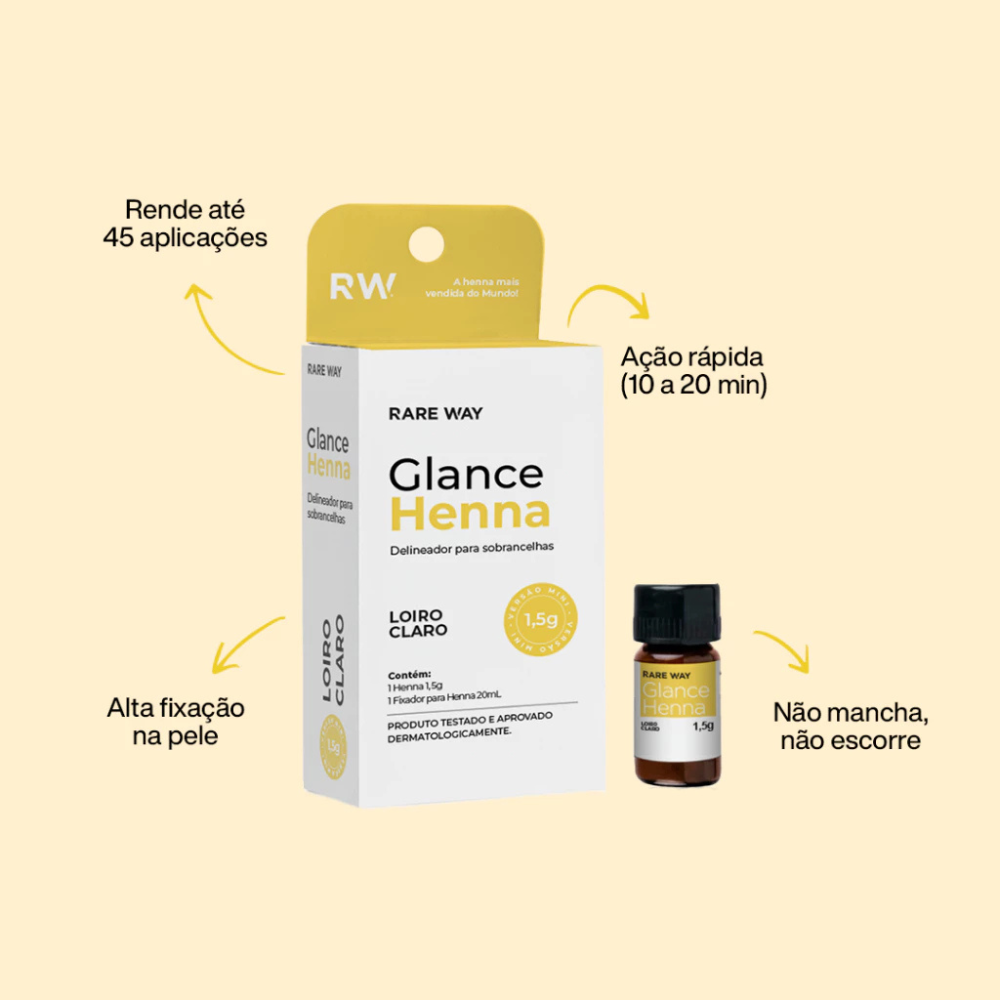 Kit 3 Hennas Glance Loiro Claro 1,5g  Rare Way
