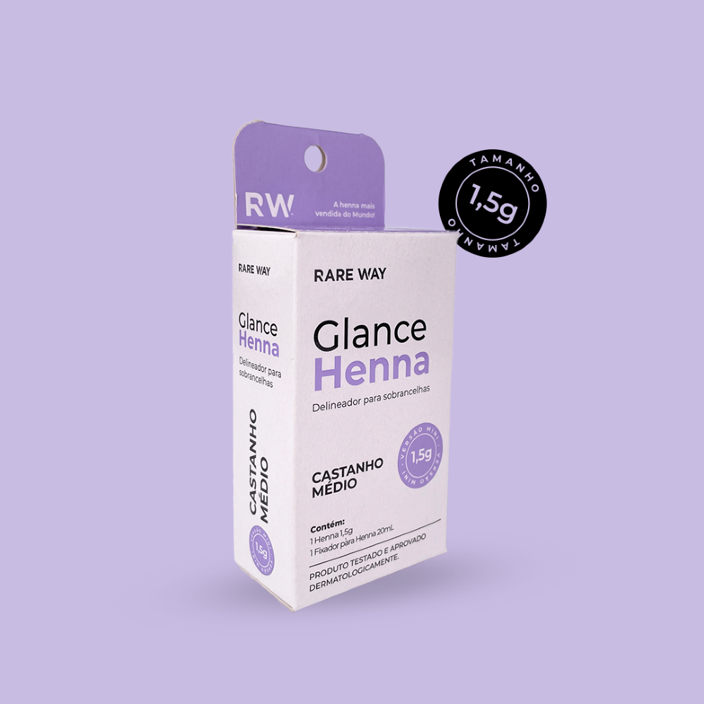 Kit 3 Hennas Glance Castanho Médio 1,5g  Rare Way