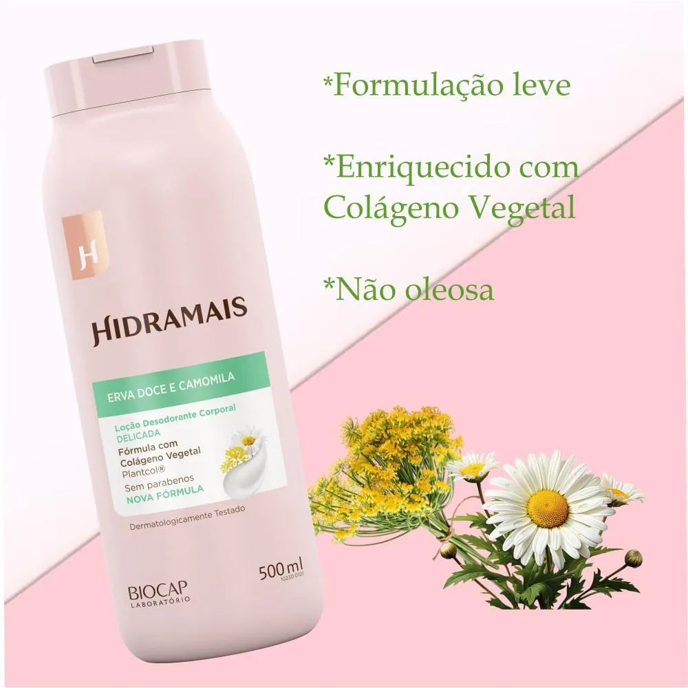 Loção Desodorante Corporal Erva Doce E Camomila Hidramais 500ml
