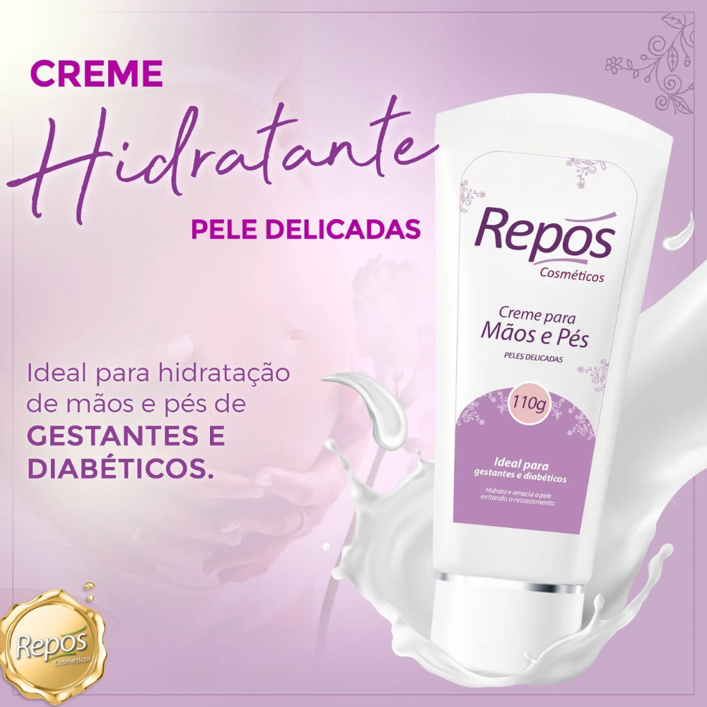 Creme Hidratante Peles Delicadas para Mãos e Pés 110g Repos