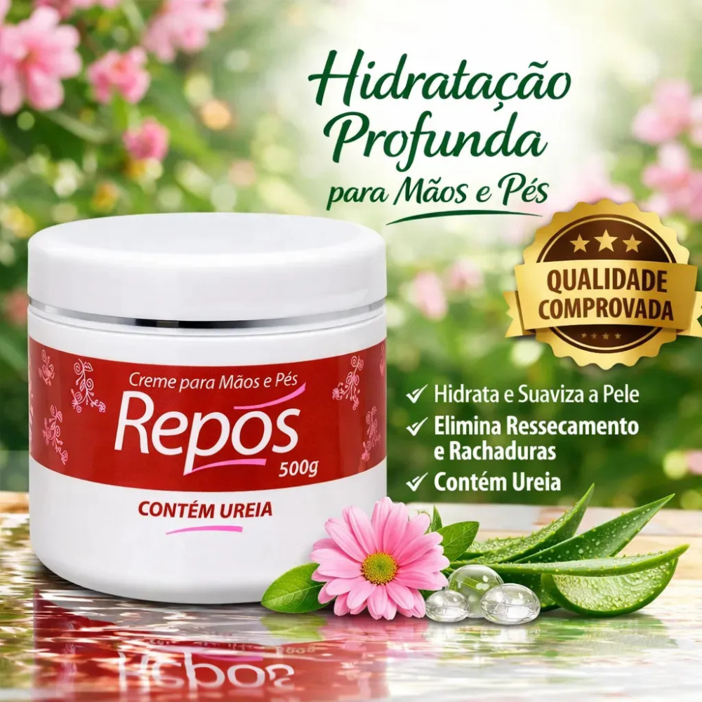 Creme Hidratante Com Ureia Para Mãos E Pés 500g Repos