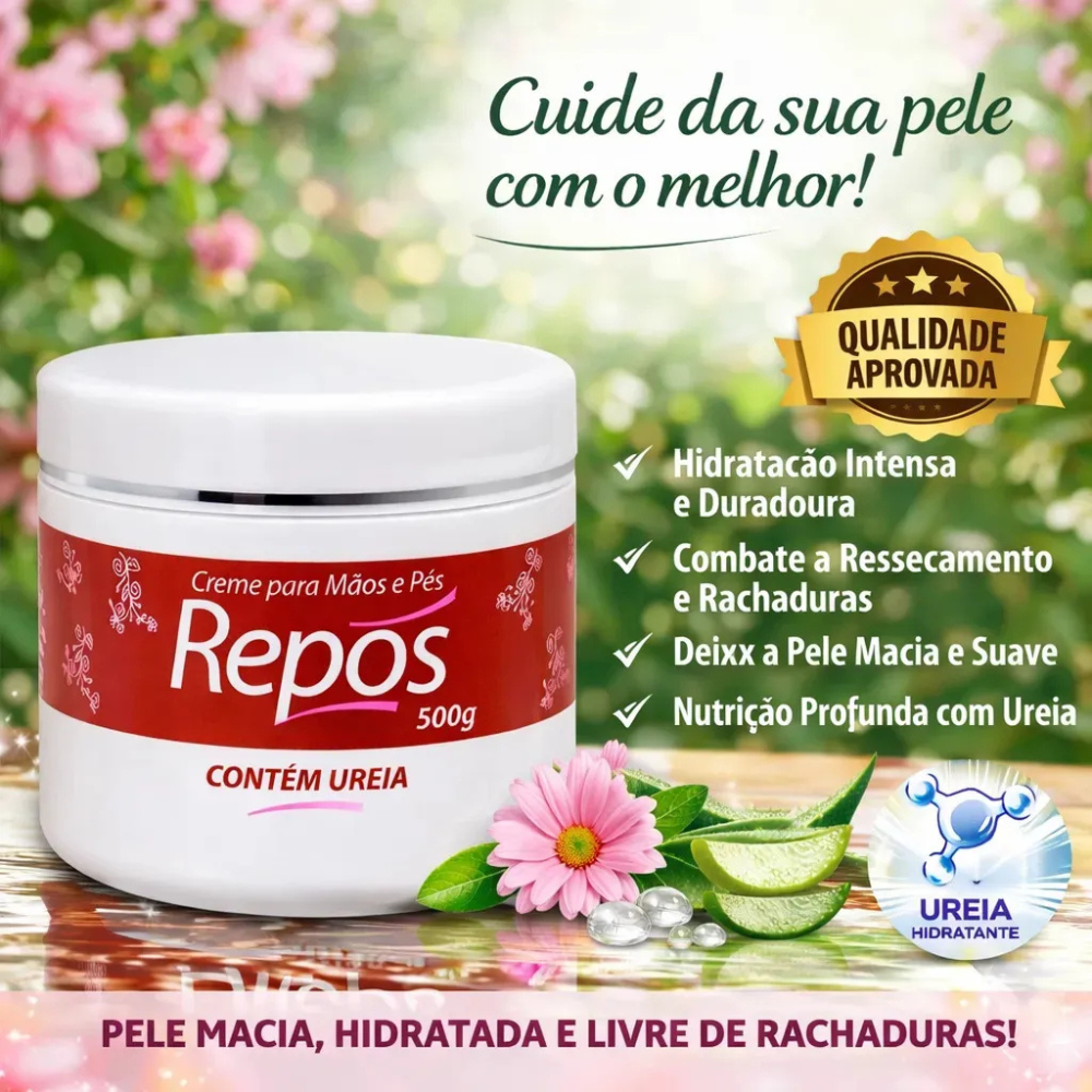 Creme Hidratante Com Ureia Para Mãos E Pés 500g Repos
