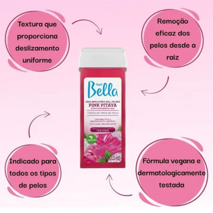Kit 6 Refil Cera Depilatória Roll On Deo Pink Pitaya Depil Bella 100g