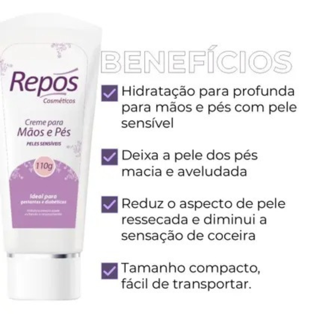 Creme Hidratante Peles Delicadas para Mãos e Pés 110g Repos