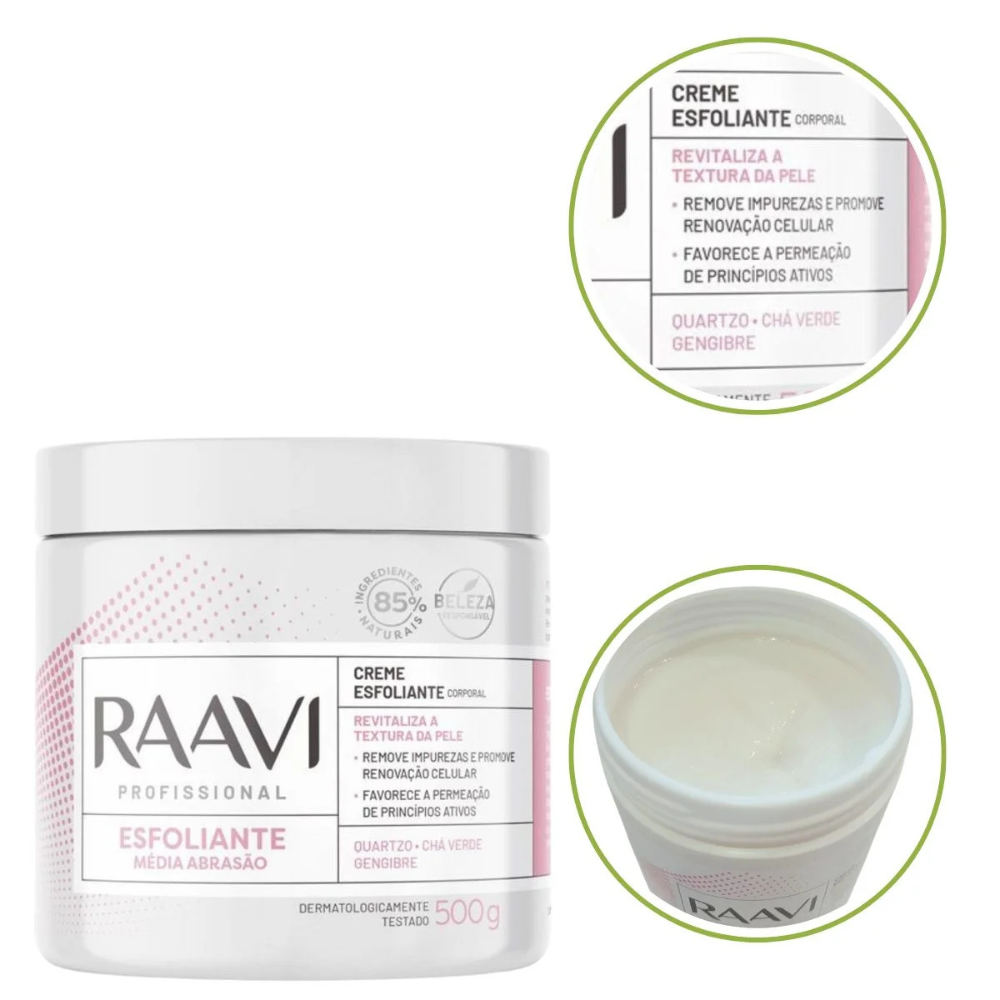 Creme Esfoliante Corporal Média Abrasão Raavi 500g