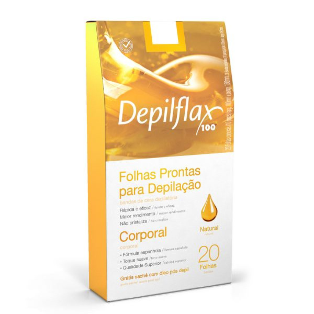 Cera Em Folhas Depilatórias Depilflax Corporal 20 Unidades Mel
